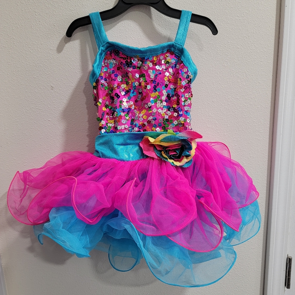 Weissman Pink and Blue Sequin Dance Costume